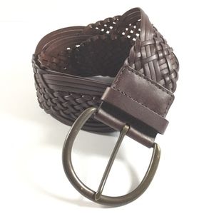 Brown Woven Womens Belt Medium Buckle Bonded
